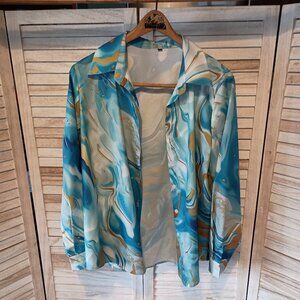Casual sophisticated size M spandex poly blouse